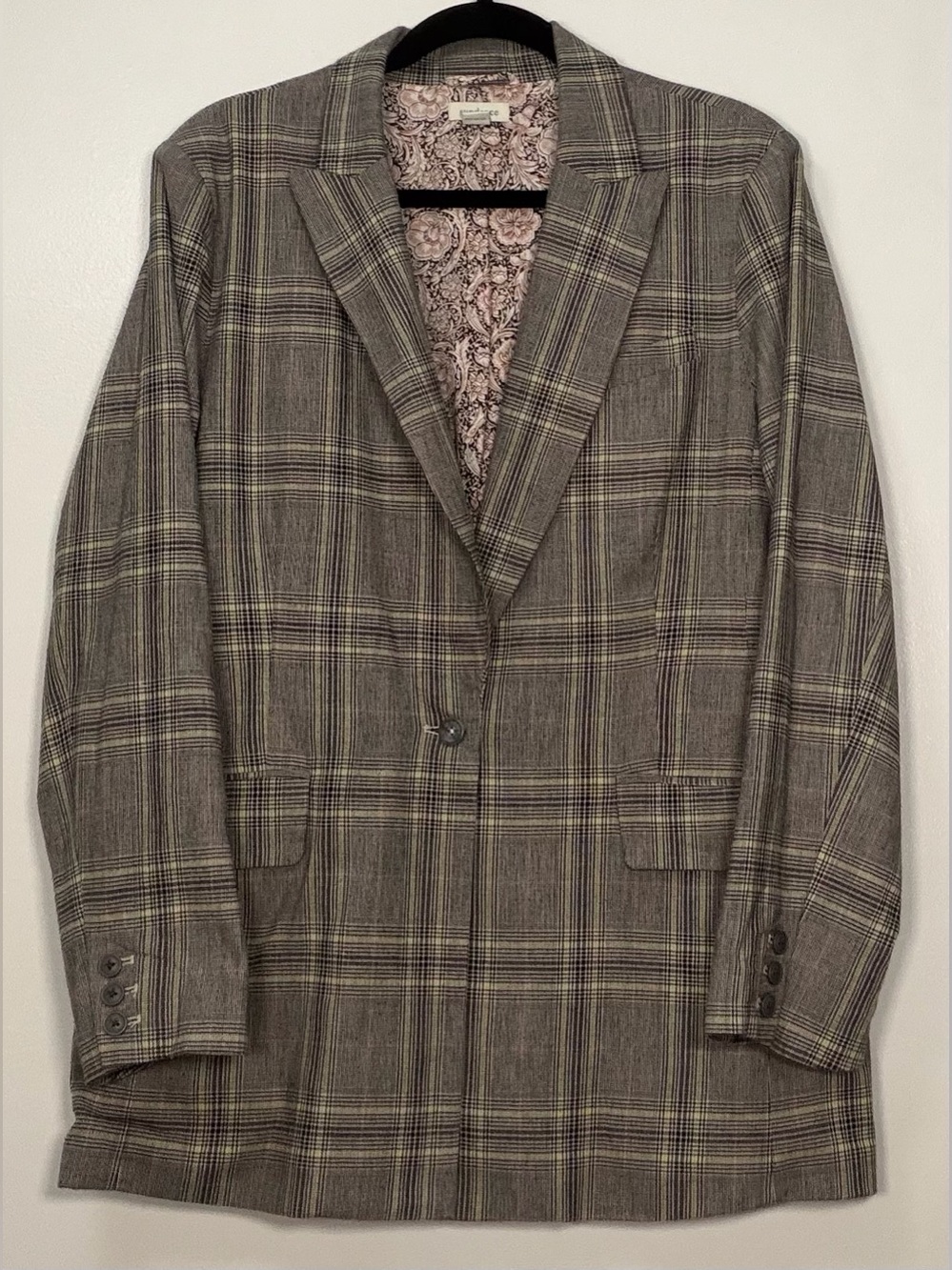 Sundance Gray Plaid Single-Breasted Blazer